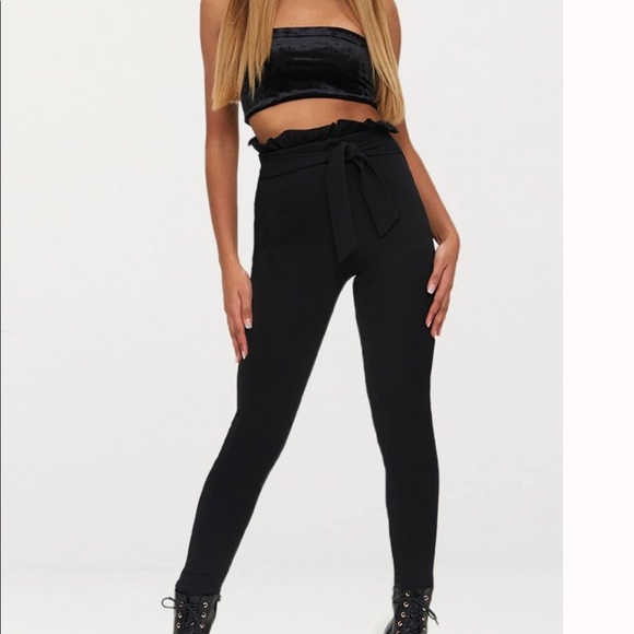 black paperbag skinny trousers